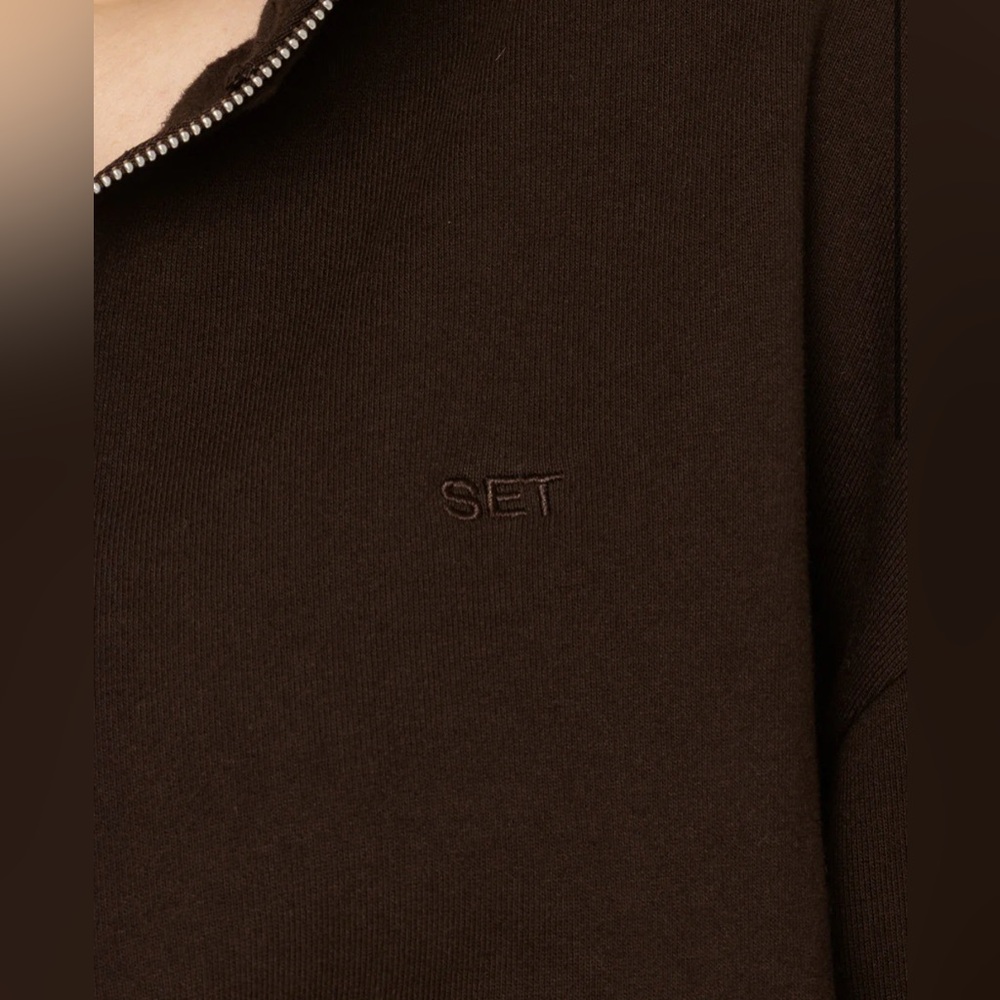 NWT Set Active Heavyweight Sweats Half Zip in Espresso Size Small Oversized $148 - Picture 6 of 7